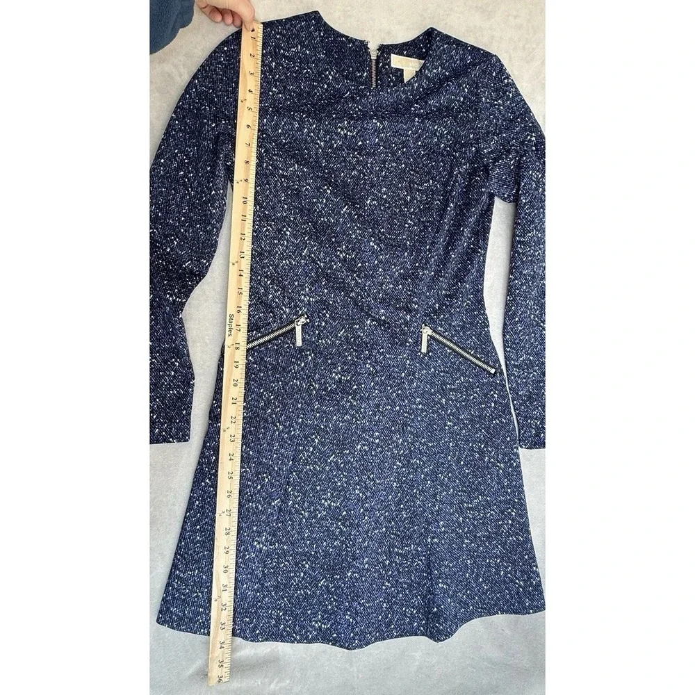 Michael Kors Dress Womens 4 Blue‎ Speckled Zip Pockets Party Celestial Elegant